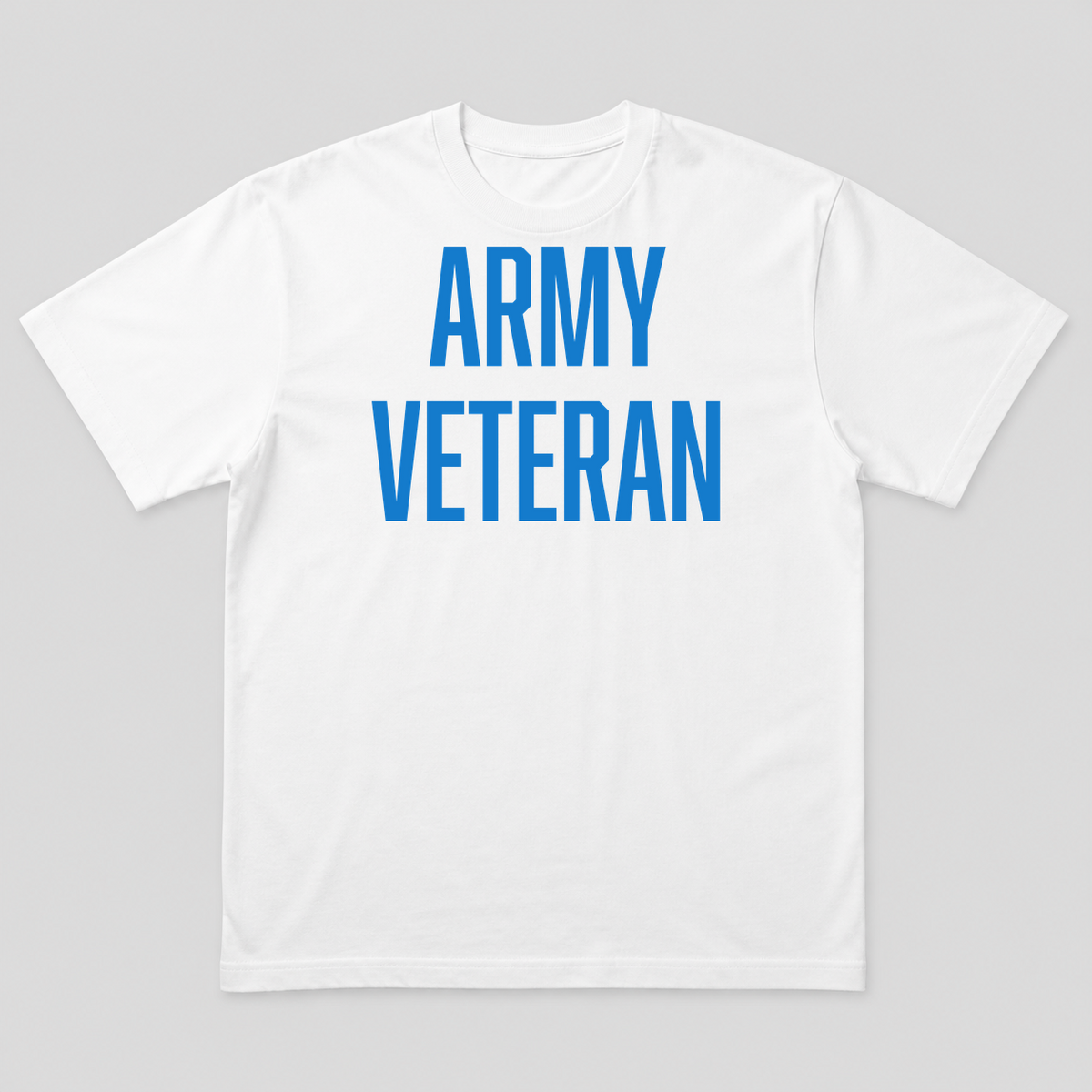 Army Veteran T-Shirt in White with Blue Text