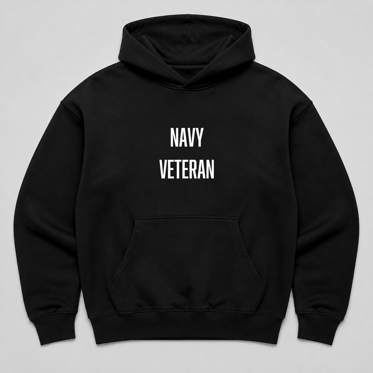 Navy Veteran Hoodie in Black